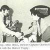 Charlie Parker receiving District football trophy - 1972 from Mike Ditka of Dallas Cowboys